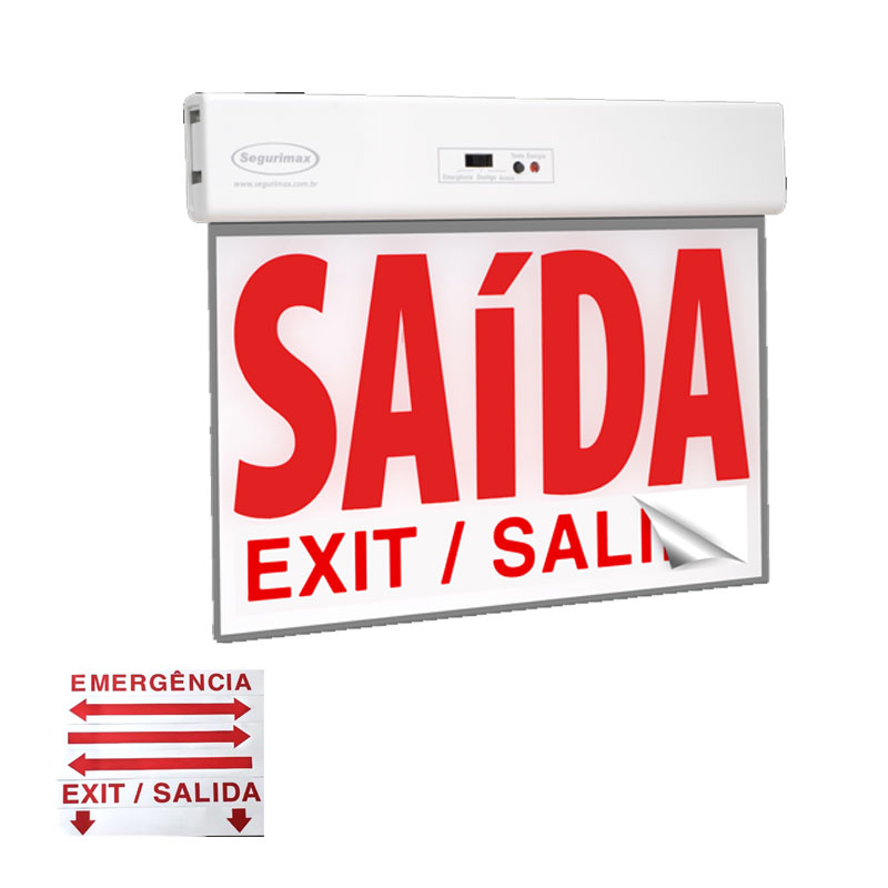 Placa de Saída de Emergência Autônoma 24x18 Vermelha